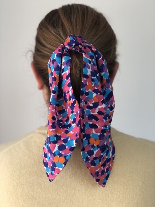 Scarf Tie Scrunchies - in Liberty of London pure silk (Various) - Morning Dew Silk Crepe - Long (10")