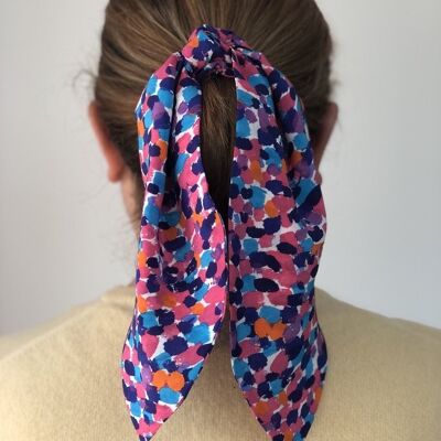 Scarf Tie Scrunchies - in Liberty of London pure silk (Various) - Morning Dew Silk Crepe - Long (10")