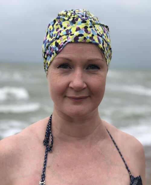 Salty Sea Knot - Swimming Cap Topper - Swim Turban - Yellow Morning Dew - Small / Medium (21in - 22in) - None