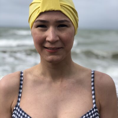 Salty Sea Knot - Swimming Cap Topper - Swim Turban - Yellow - Medium / Large (22in - 23in) - None