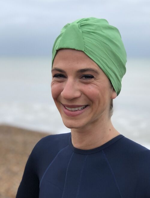 Salty Sea Knot - Swimming Cap Topper - Swim Turban - Green - Small / Medium (21in - 22in) - None