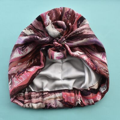 Luxuriöser Turban & Kopftuch aus 100 % reiner Seide - Liberty of London Artist Manning rosa bedruckte Seide