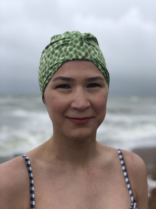 Salty Sea Knot - Swimming Cap Topper - Swim Turban - Green Sunbeam - Small / Medium (21in - 22in) - None