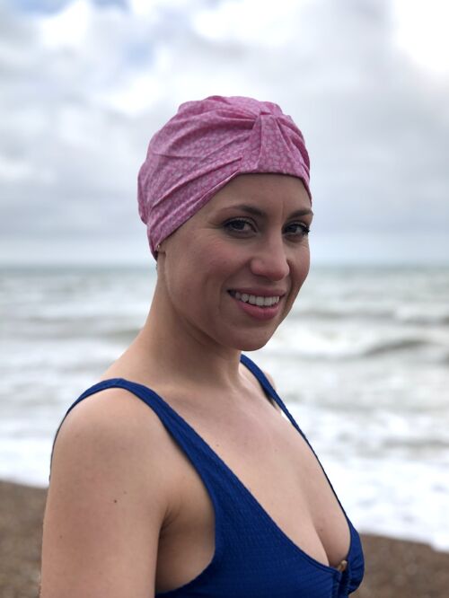 Salty Sea Knot - Swimming Cap Topper - Swim Turban - Pink Glenjade - Small / Medium (21in - 22in) - None