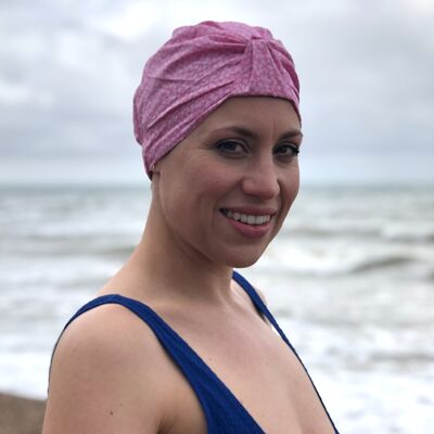 Salty Sea Knot - Swimming Cap Topper - Swim Turban - Pink Glenjade - Medium / Large (22in - 23in) - None