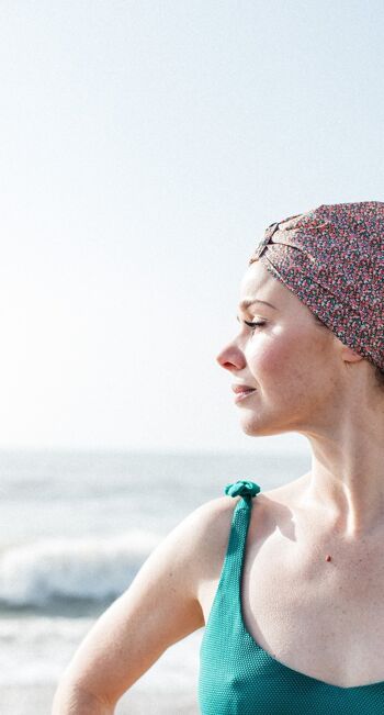 Nœud de mer salé - Topper de bonnet de bain - Turban de bain - Poivre rose - Petit/moyen (21 po - 22 po) - Aucun