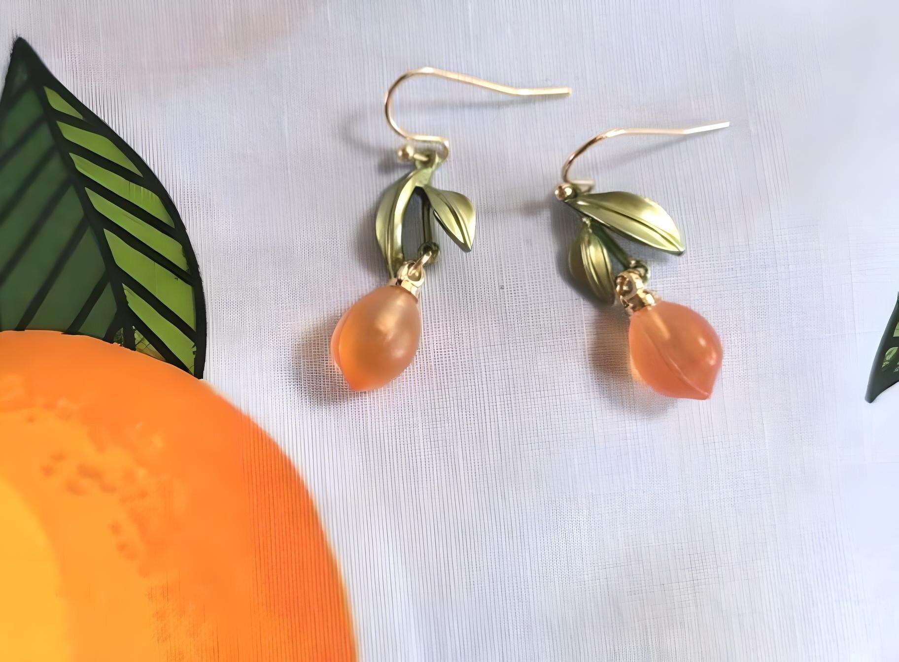 Orecchini arancioni, orecchini di cristallo