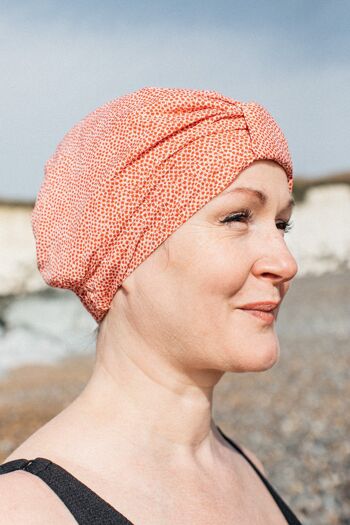 Nœud de mer salé - Topper de bonnet de bain - Turban de bain - Marco rouge - Petit/moyen (21 po - 22 po) - Aucun