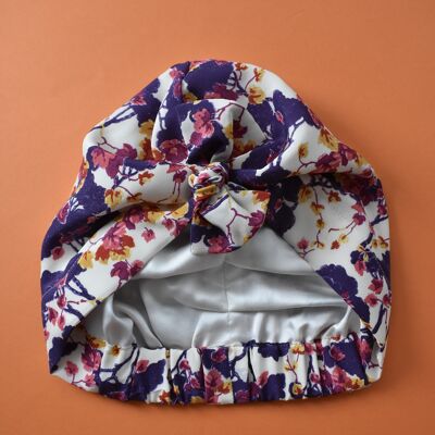 Turbante y cabeza de lujo 100% pura seda - Liberty of London Ombrellino Seda estampada con flores japonesas