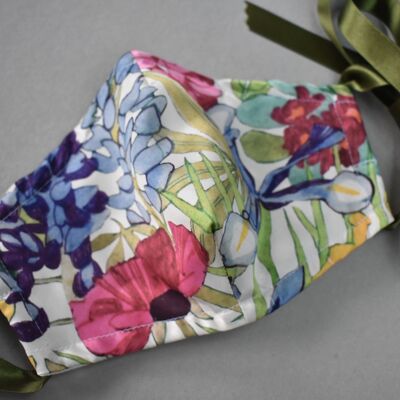 Luxury Silk Face Coverings - Various Limited Edition Liberty of London Artist silks - Anas Garden - Large (men) - Ribbon