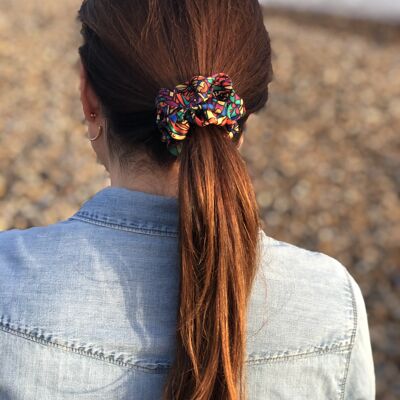 Pure Silk Scrunchie Hair ties - various Liberty of London printed 100% silk - Bright Jewel