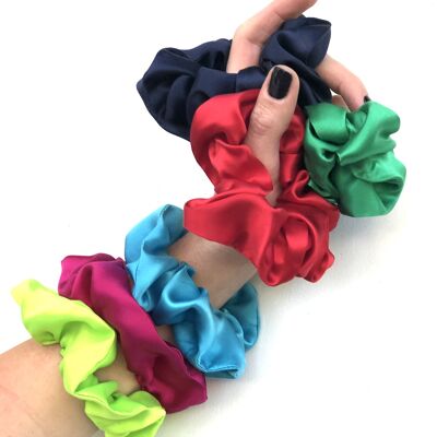 BUNDLE 4 x Pure Mulberry Silk Hair tie Scrunchies - various jewel colours