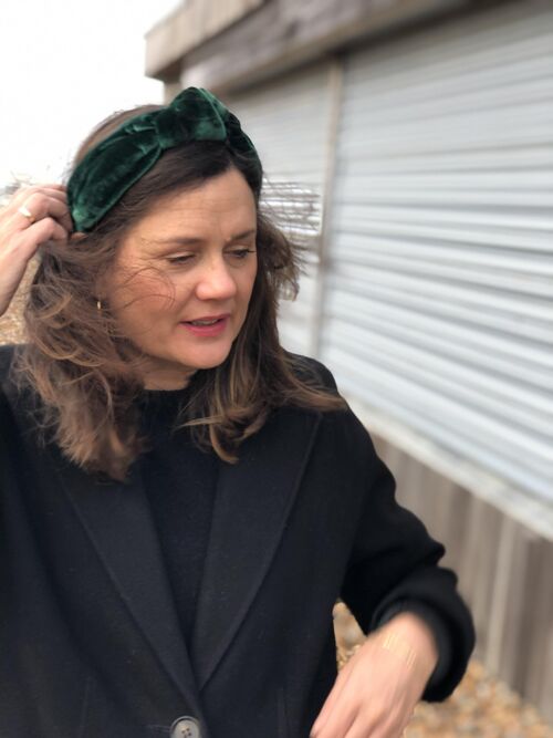 Classic Knot headband - Emerald Green Silk Velvet