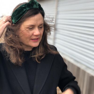 Classic Knot headband - Emerald Green Silk Velvet