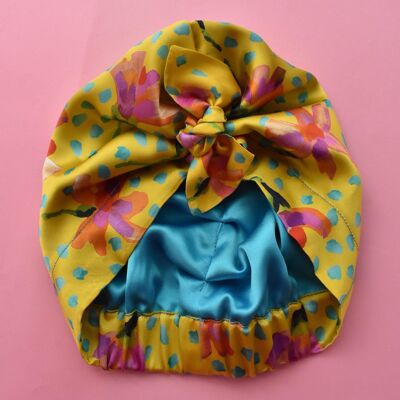 Luxury 100% pure silk Turban & Head wrap - Liberty of London Artist Sun Daisy in Yellow