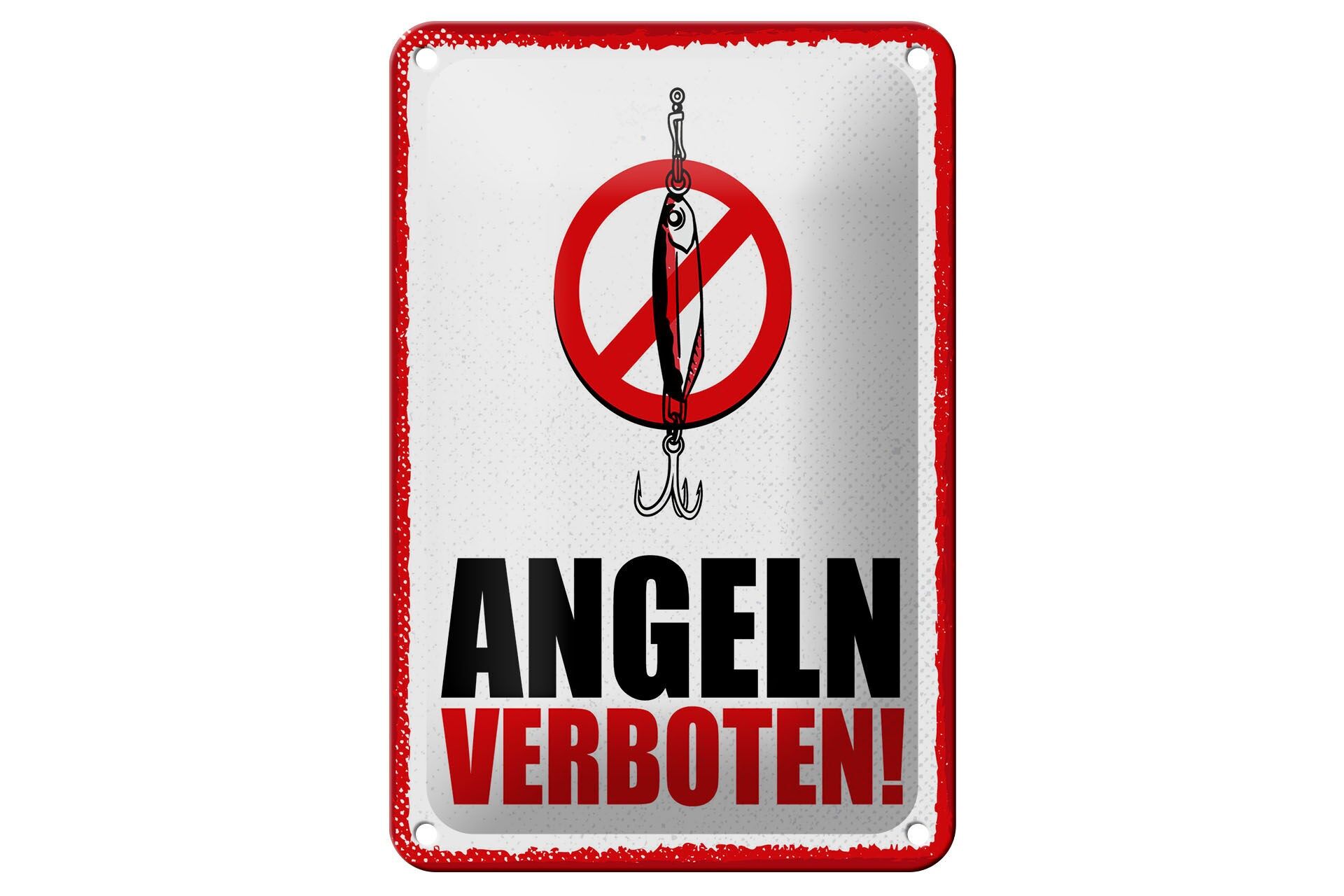Blechschild Hinweis 12x18 cm Angeln verboten Köder Deko Schild