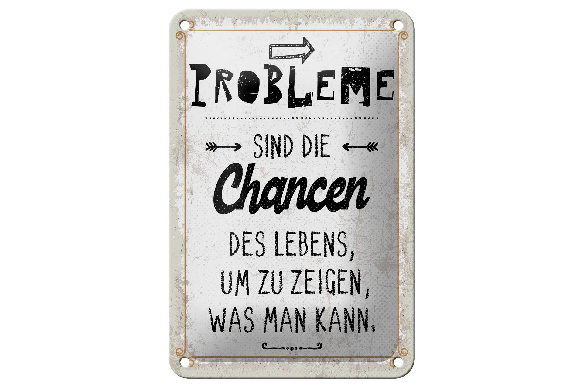 Blechschild Spruch 12x18 cm Probleme sind Chancen des Lebens Deko Schild