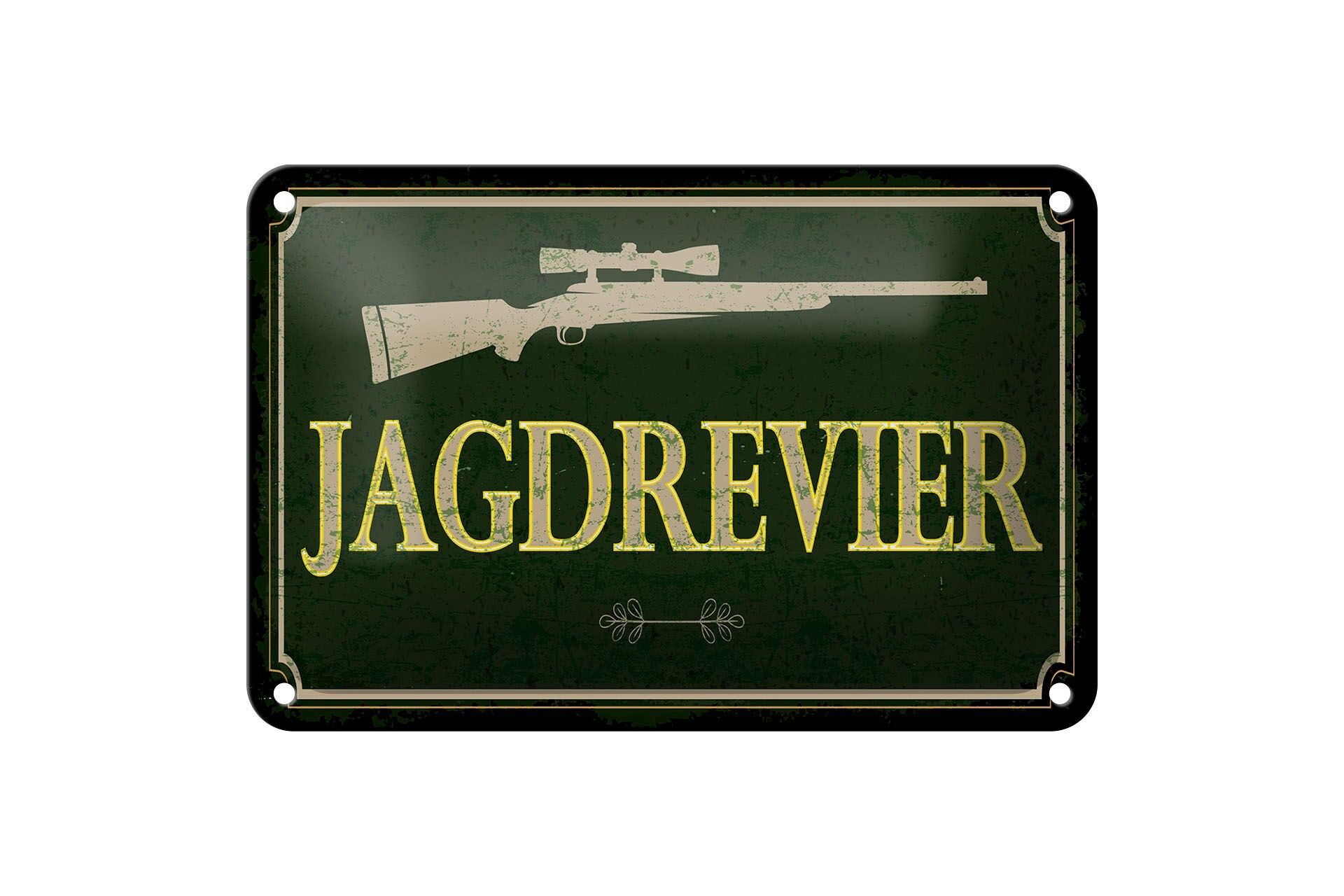 Blechschild Hinweis 12x18 cm Jagdrevier Jagdgewehr Deko Schild