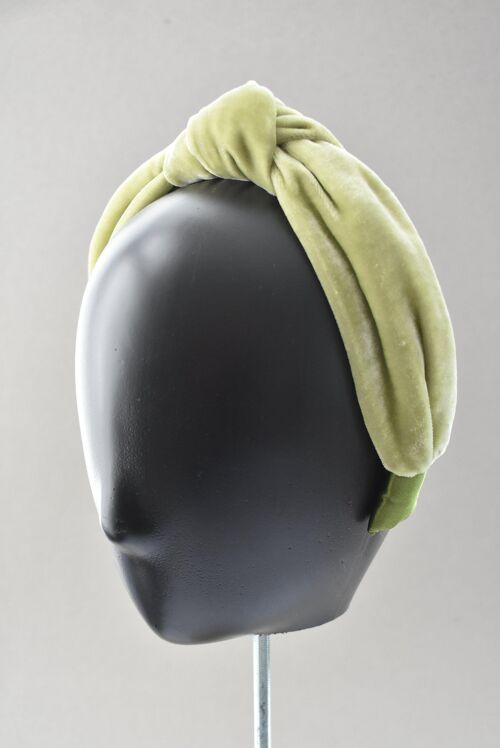 Classic Knot headband - Lime Green Silk Velvet