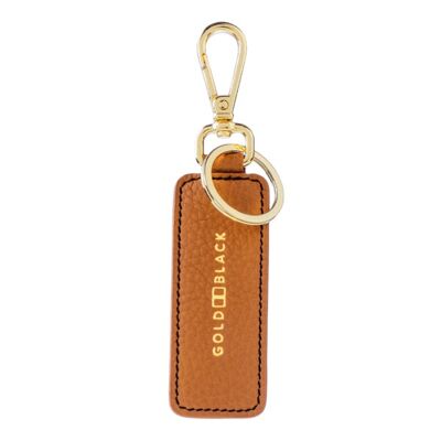 Leather key ring with brown nappa embossing