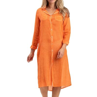 L washed shirt "Orange crepus", 2 pockets, buttoned, straight hem, slits