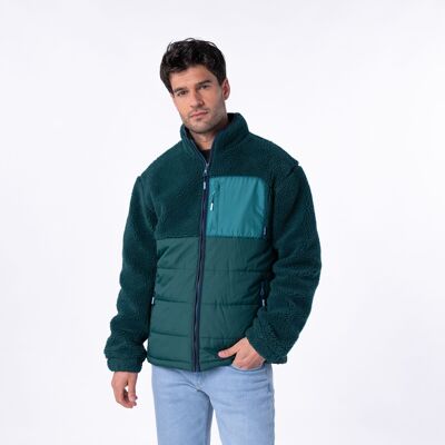 Bi-material sherpa jacket - Green