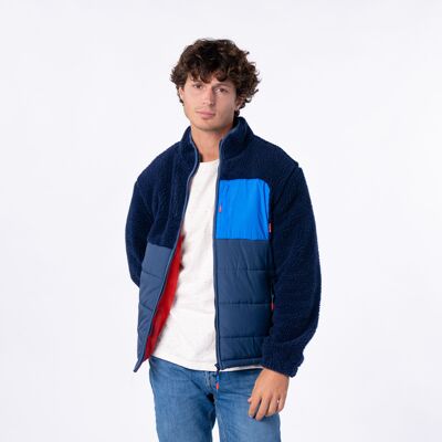 Two-material sherpa jacket - Navy