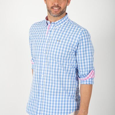 Chemise à carreaux bleu clair
