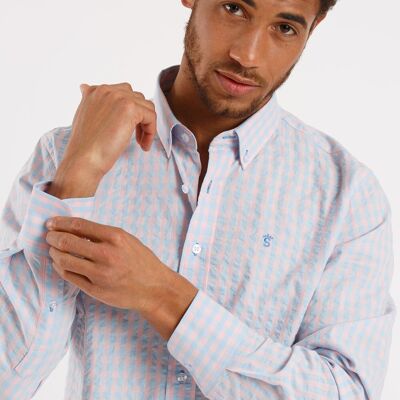 CHEMISE À CARREAUX BLEU CIEL