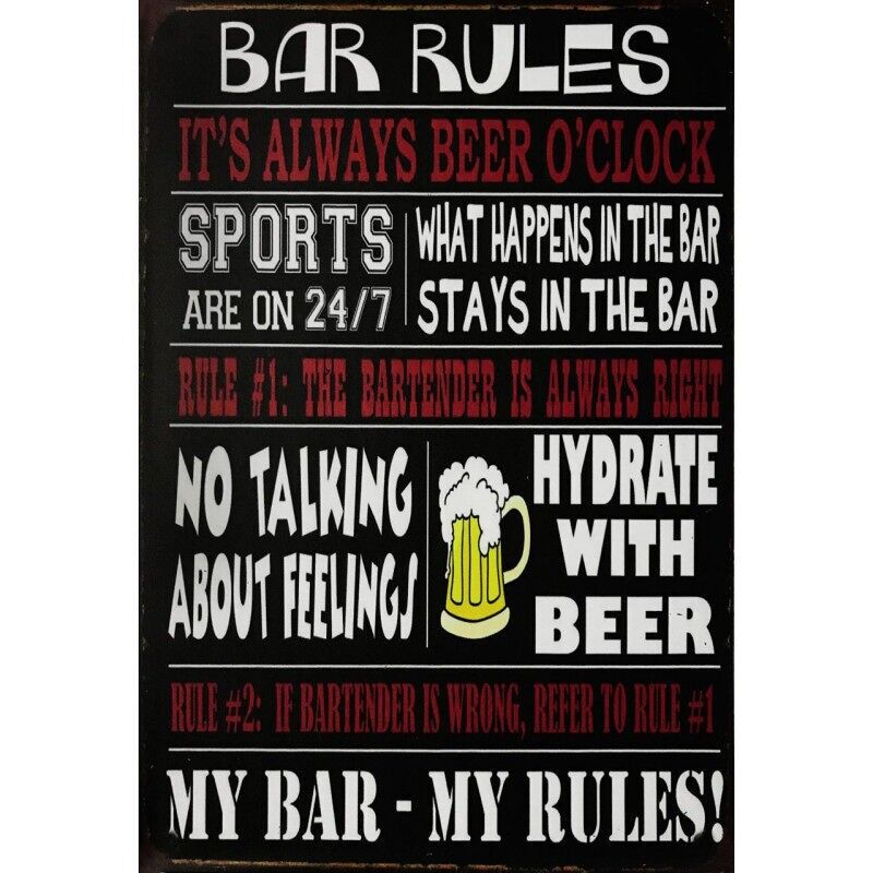 Cartello in metallo "Bar Rules"