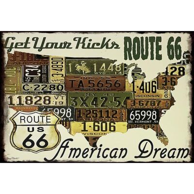 Cartello in metallo Route 66 American Dream