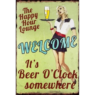 Happy Hour Lounge metal sign