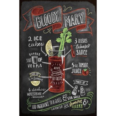 Placa de metal con mezcla de Bloody Mary