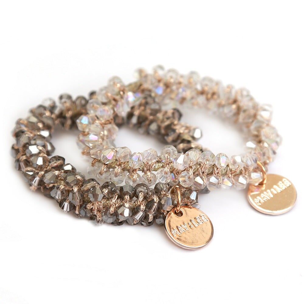 Set di 2 elastici per capelli glamour color tortora champagne