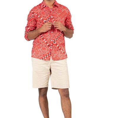 Camicetta da uomo "Multi bandana Red chili", maniche lunghe, cotone (S, M, L, XL)