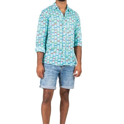 Camicetta da uomo "Steps Bleu Caraibes", maniche lunghe, cotone (S, M, L, XL)