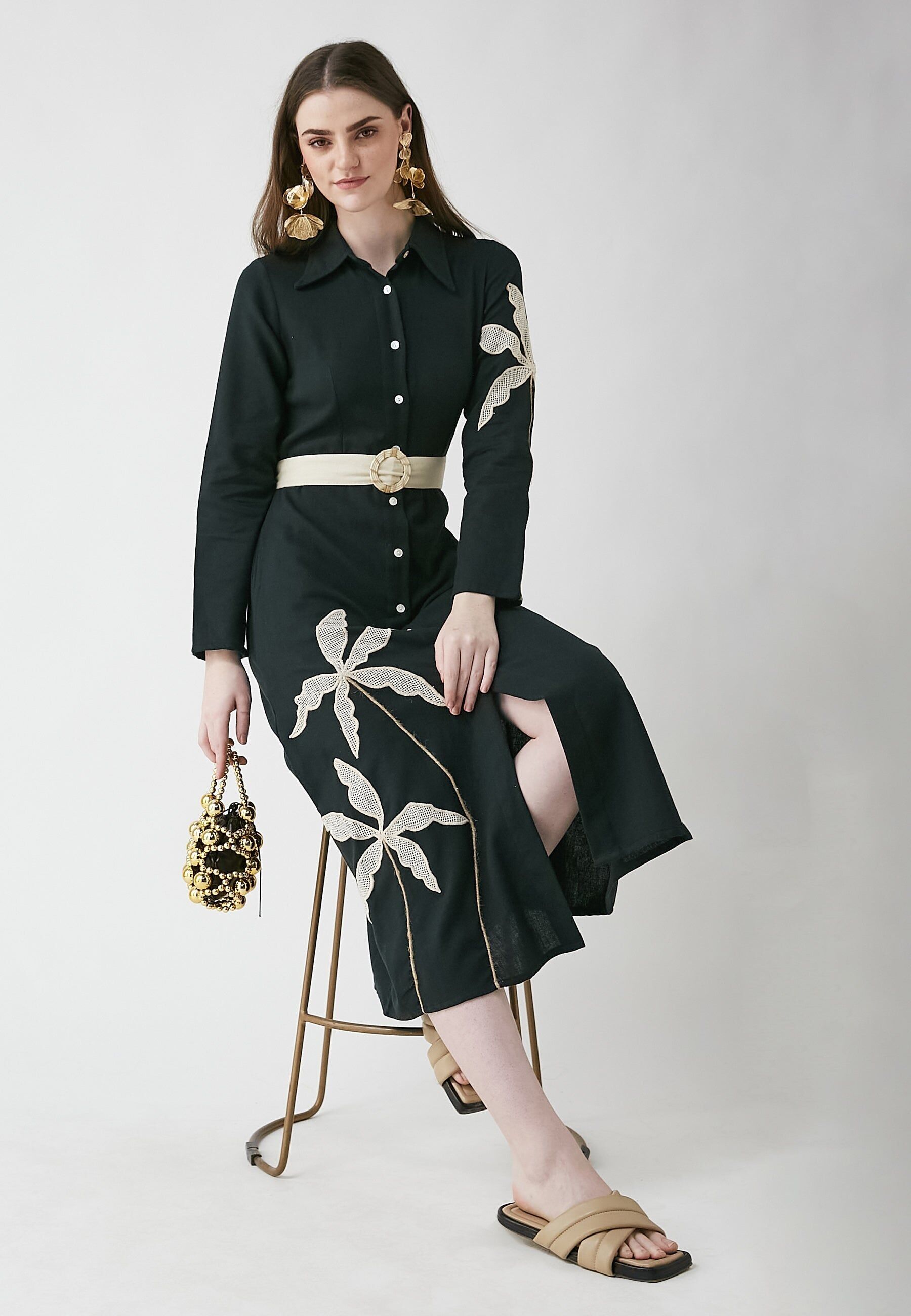 Abito camicia nero Meadow