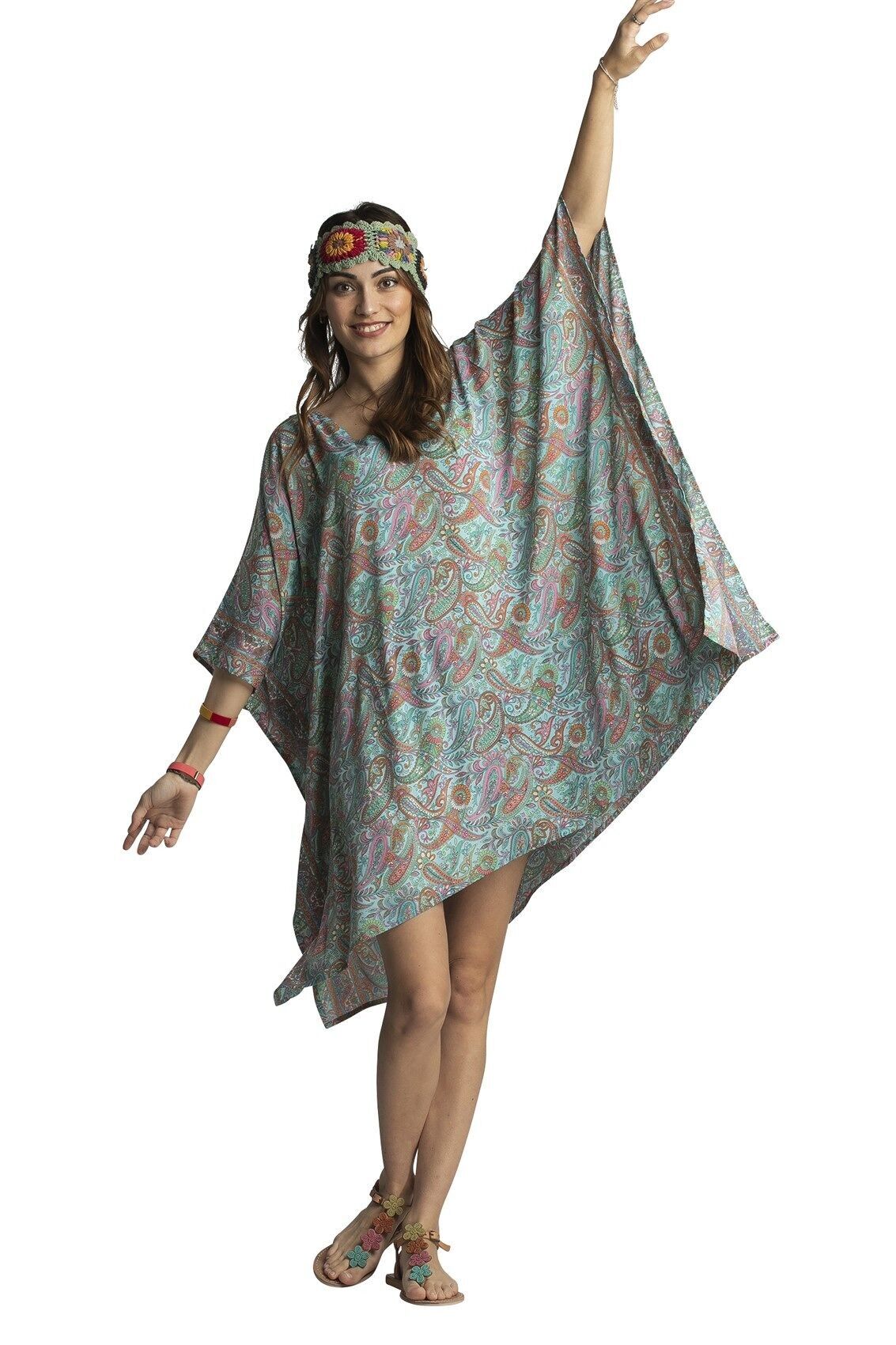 Kaftan mi-long "Indie multico" polyester TU