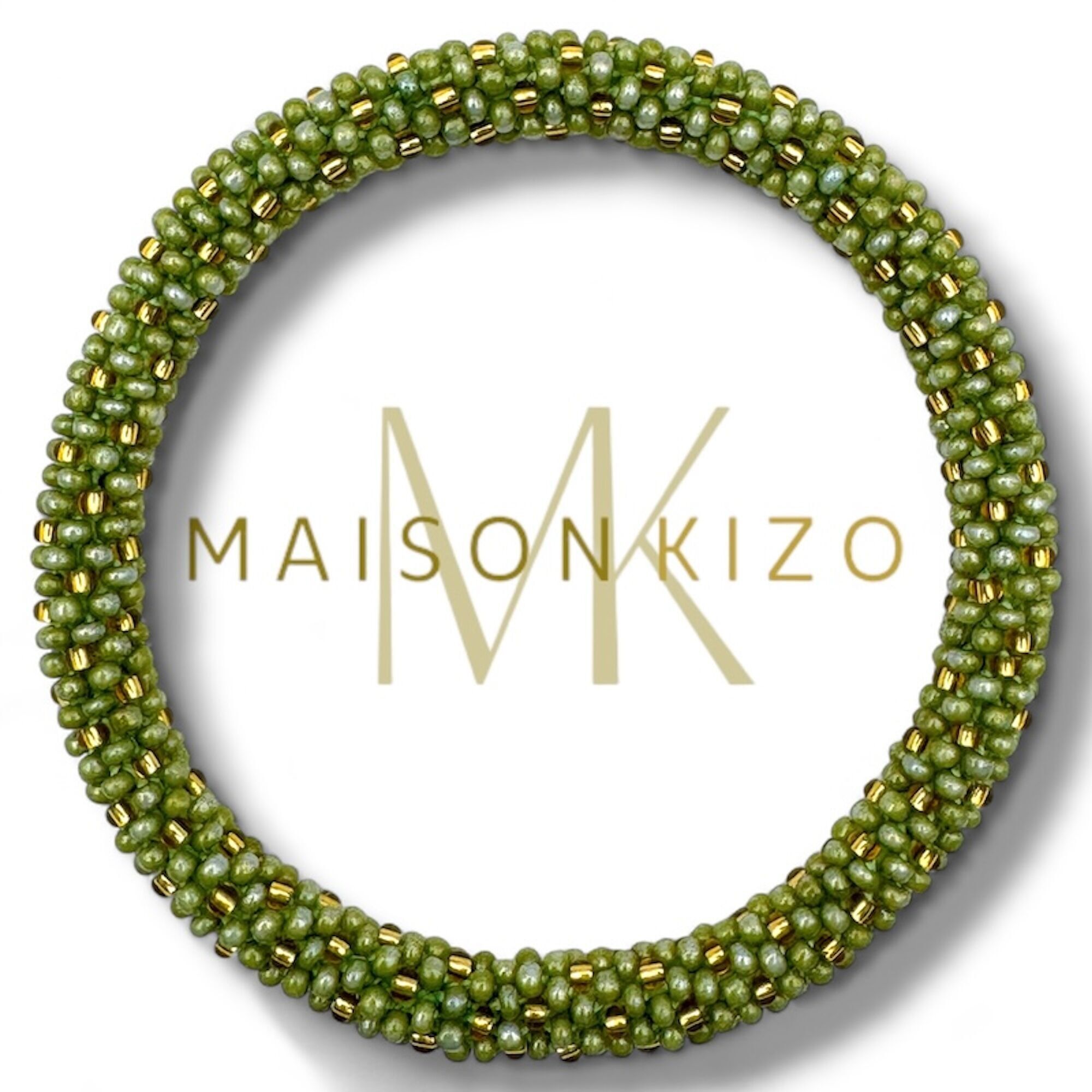 Bracciale nepalese cachi e oro E15