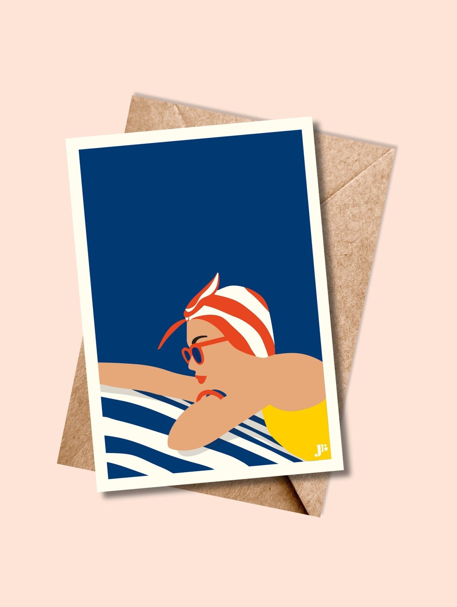 SEASIDE Postcard, Summer Dive - Illustration 10x15cm
