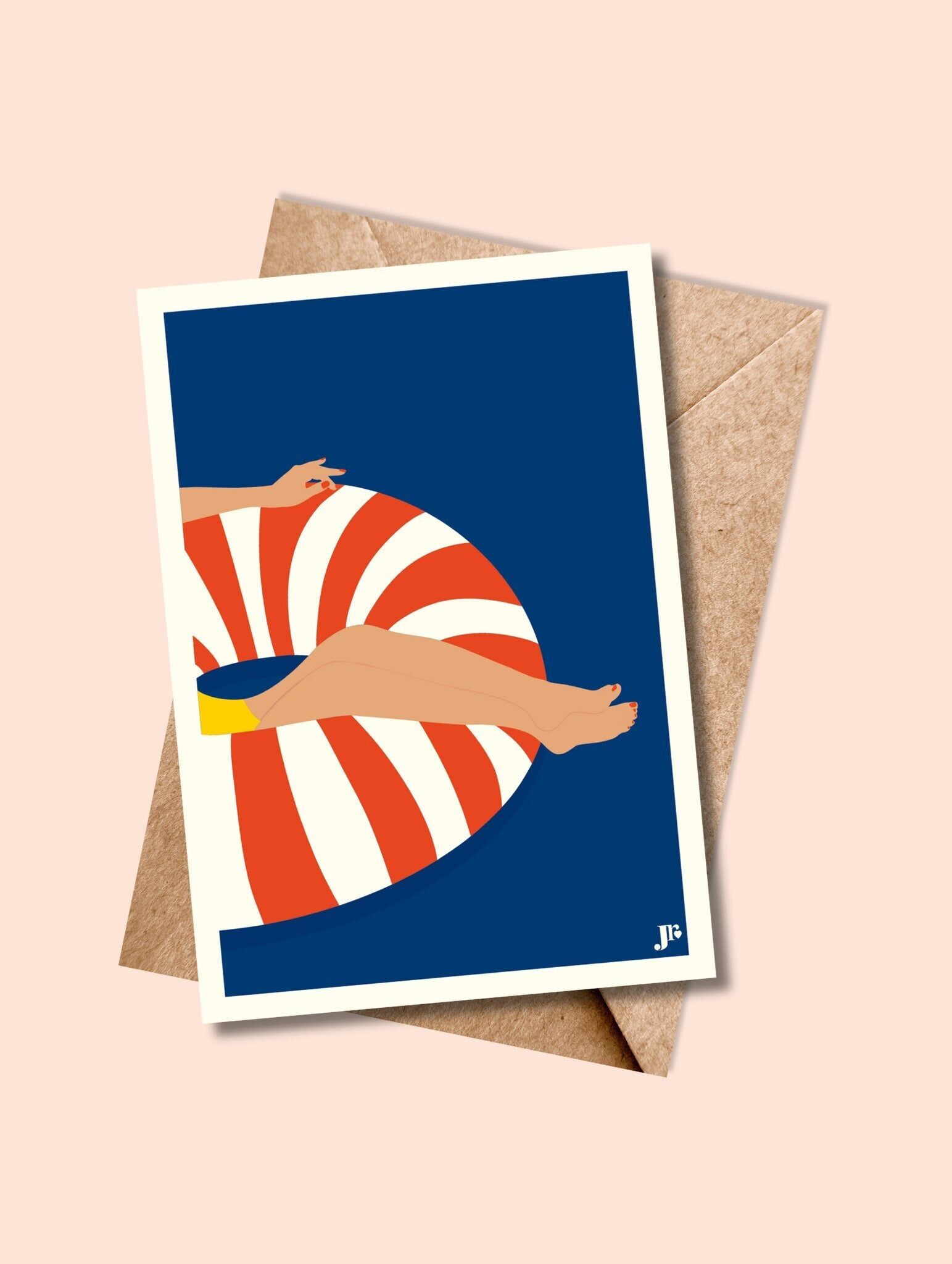 Postcard SEASIDE, Gentle Floatation - Illustration 10x15cm