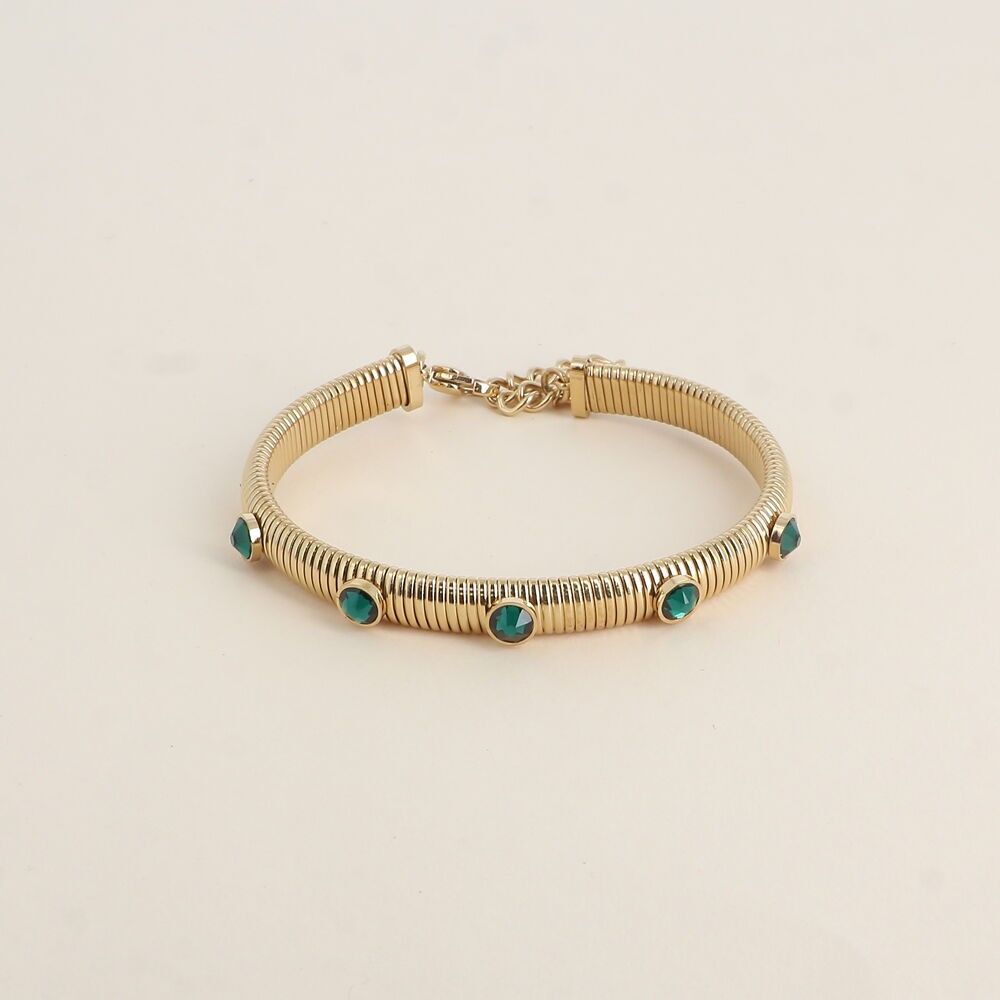 Gerippter Armreif – verziert mit Swarovski®-Kristallen