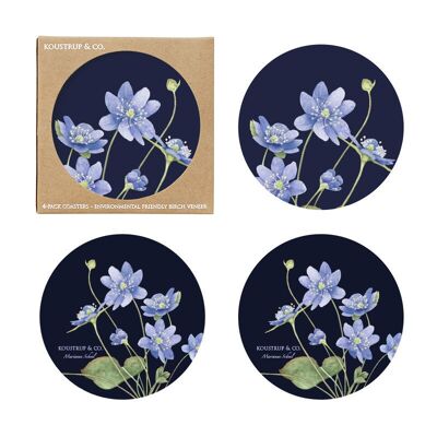 Sous-verres - Anémone bleue - Lot de 4