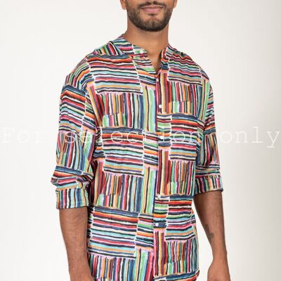 Tunica "Strockers" da uomo, collo da ufficiale, maniche lunghe, cotone, SMLXL