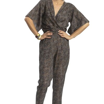 Top "Python"col V,manch courtes larges,noeud taille,viscose SMLXL
