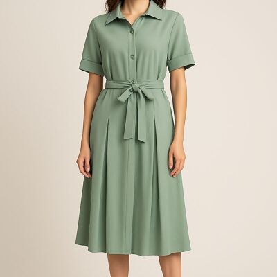 Vestido midi sencillo de cuello alto – Moda atemporal