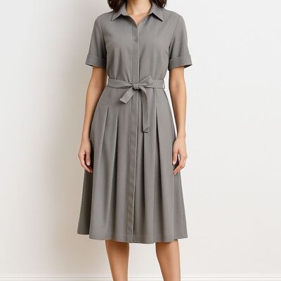 Abito midi semplice con collo alto – Moda senza tempo