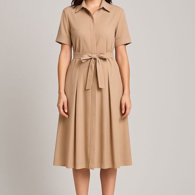 Robe Mi-Longue Simple à Col Montant – Mode Intemporel