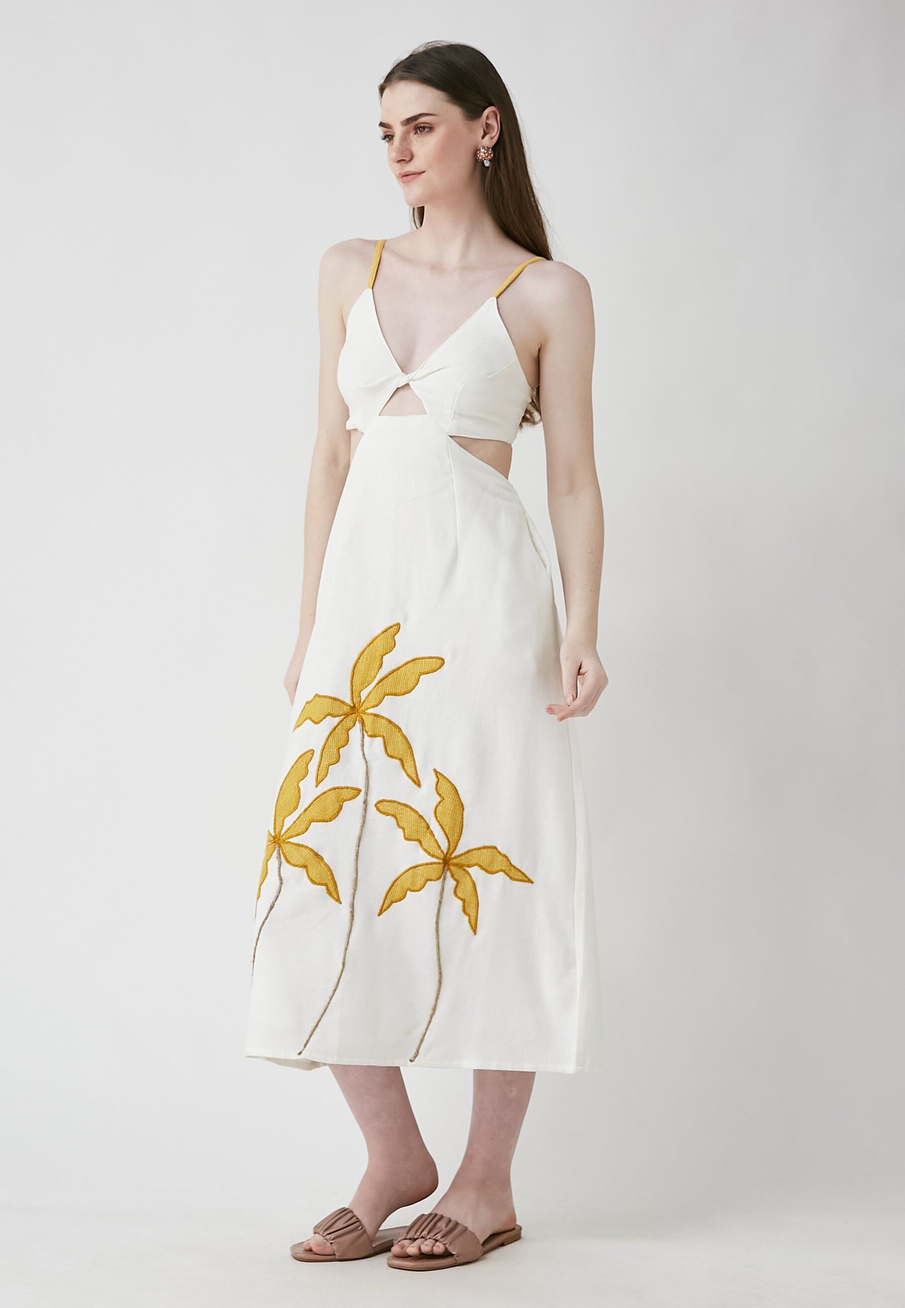 Weißes Kleid mit Druckknopfverschluss