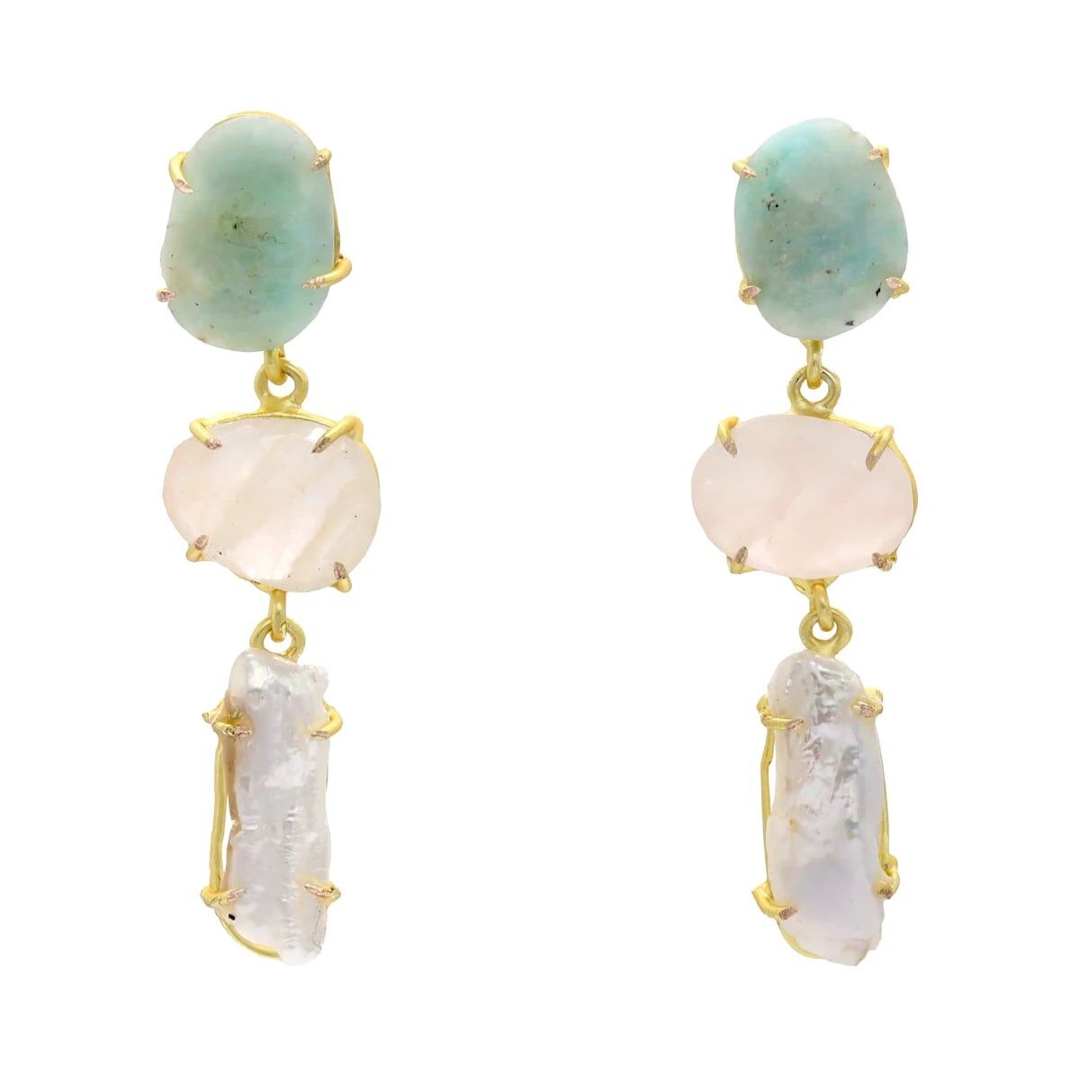 Orecchini Jubia Amazzonite verde acqua, rosa e perla